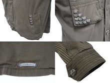 画像をギャラリービューアに読み込む, 極美品 CHROME HEARTS クロムハーツ チェリーボム クロスボタン ジャケット ダブルジップ カーキ シルバー金具 サイズM 中古 4b006557