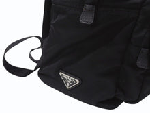 画像をギャラリービューアに読み込む, PRADA プラダ リュック バックパック 2VZ066 トライアングルロゴ ナイロン ブラック シルバー金具 美品 中古 4b006621