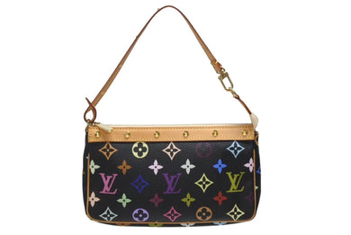 新品同様 LOUIS VUITTON ルイヴィトン ポシェットアクセソワール アクセサリーポーチ M92648 モノグラム マルチカラー ブラック 中古 4b006636
