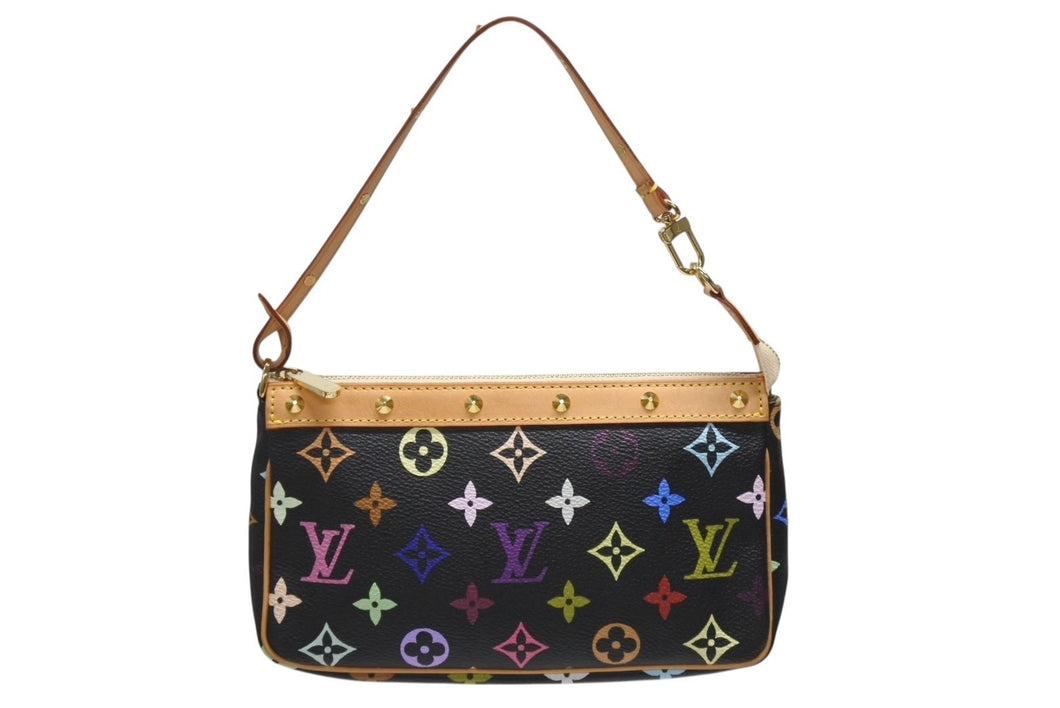 新品同様 LOUIS VUITTON ルイヴィトン ポシェットアクセソワール アクセサリーポーチ M92648 モノグラム マルチカラー ブラック 中古 4b006636