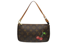 画像をギャラリービューアに読み込む, 極美品 LOUIS VUITTON ルイヴィトン 村上隆 モノグラム チェリー ポシェット アクセソワール アクセポ ブラウン ロゴ M95008 中古 4b006640