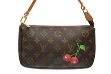 画像をギャラリービューアに読み込む, 極美品 LOUIS VUITTON ルイヴィトン 村上隆 モノグラム チェリー ポシェット アクセソワール アクセポ ブラウン ロゴ M95008 中古 4b006640