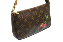 画像をギャラリービューアに読み込む, 極美品 LOUIS VUITTON ルイヴィトン 村上隆 モノグラム チェリー ポシェット アクセソワール アクセポ ブラウン ロゴ M95008 中古 4b006640