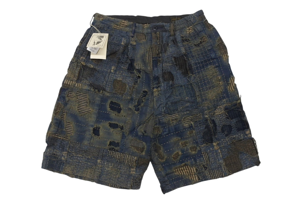 新品未使用 KAPITAL キャピタル BORO IVY ボロ アイビー ショートパンツ ショーツ K2505SP222 サイズL 刺し子 襤褸 ネイビー 中古 4b006650