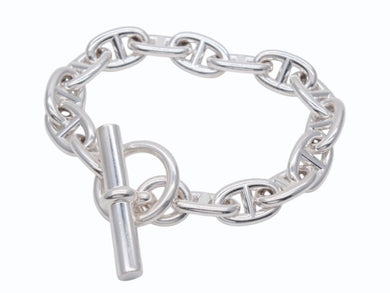 新品未使用 HERMES エルメス Chaine d'Ancre Bracelet MM シェーヌダンクル MM ブレスレット Ag925 シルバー 15コマ 中古 4b006660