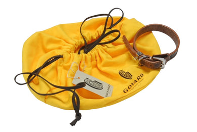 GOYARD ゴヤール 首輪 リード ペット用 ヘリンボーン ブラウン PVC レザー シルバー金具 良品 中古 4b006693