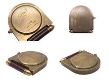 画像をギャラリービューアに読み込む, CARTIER カルティエ 折り畳み式 トラベル クロック A10 置き時計 357203697 フランス製 ワインレッド アンティークゴールド金具 美品 中古