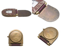 画像をギャラリービューアに読み込む, CARTIER カルティエ 折り畳み式 トラベル クロック A10 置き時計 357203697 フランス製 ワインレッド アンティークゴールド金具 美品 中古