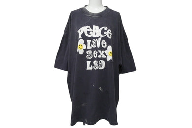 READY MADE レディメイド PEACE ピース 両面プリント ダメージ加工 半袖Tシャツ RE-CO-BK-00-00-280 ブラック サイズXXL 美品 中古 4b006720