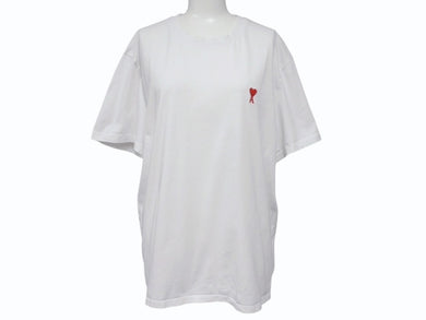 Ami Paris アミ パリス ロゴ 半袖Tシャツ ホワイト ハート刺繍 コットン 美品 中古 4b006726