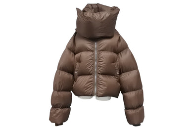 極美品 RICK OWENS リックオウエンス Funnel Neck Padded Jacket ファンネルネック ダウンジャケット YZERR着用 ブラウン サイズ48 中古 4b005879