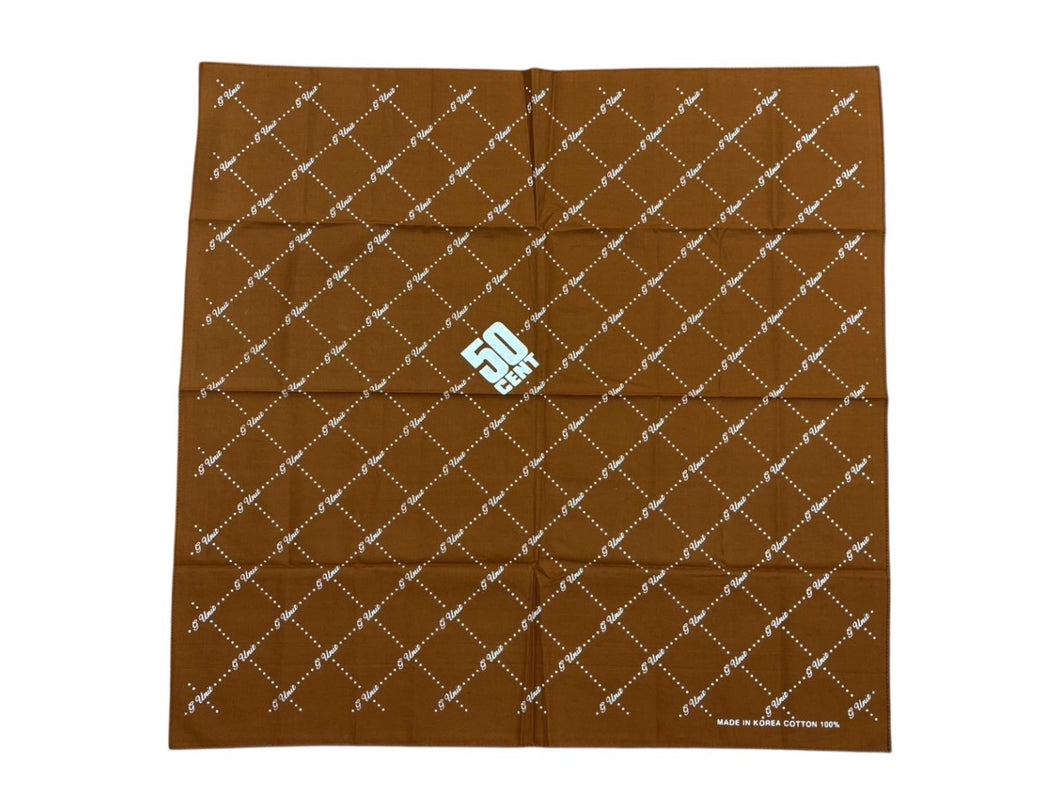 新品未使用 50CENT 50セント G-Unit Gユニット バンダナ ブラウン ホワイト プリント HIP HOP Queens 中古 4b006746