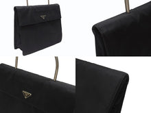 画像をギャラリービューアに読み込む, PRADA プラダ ハンドバッグ トライアングルロゴ B7003 メタルハンドル テスート ブラック 美品 中古 4b006760