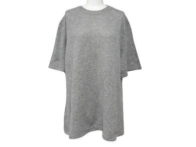 PRADA プラダ 19AW 半袖ニットTシャツ トップス P24U0R サイズ40 トライアングルパッチ グレー カシミヤ 美品 中古 4b006762