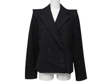 画像をギャラリービューアに読み込む, 極美品 MARC JACOBS マークジェイコブス ダブルテーラードジャケット AS0204 サイズ2 ストライプ ウール ブラック ショート丈 中古 4b006766