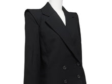 画像をギャラリービューアに読み込む, 極美品 MARC JACOBS マークジェイコブス ダブルテーラードジャケット AS0204 サイズ2 ストライプ ウール ブラック ショート丈 中古 4b006766