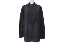 画像をギャラリービューアに読み込む, MIUMIU ミュウミュウ 長袖ノーカラーシャツ ETB2340 サイズ44 シェルボタン ウール ナイロン チャコール系 美品 中古 4b006767
