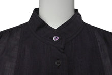 画像をギャラリービューアに読み込む, MIUMIU ミュウミュウ 長袖ノーカラーシャツ ETB2340 サイズ44 シェルボタン ウール ナイロン チャコール系 美品 中古 4b006767
