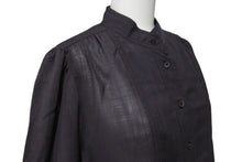 画像をギャラリービューアに読み込む, MIUMIU ミュウミュウ 長袖ノーカラーシャツ ETB2340 サイズ44 シェルボタン ウール ナイロン チャコール系 美品 中古 4b006767