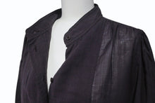 画像をギャラリービューアに読み込む, MIUMIU ミュウミュウ 長袖ノーカラーシャツ ETB2340 サイズ44 シェルボタン ウール ナイロン チャコール系 美品 中古 4b006767