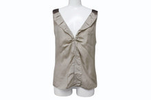 画像をギャラリービューアに読み込む, MIUMIU ミュウミュウ 06SS ノースリーブ チュニック トップス MT572 HAO シルク ベージュ ブラウン サイズ42 美品 中古 4b006768