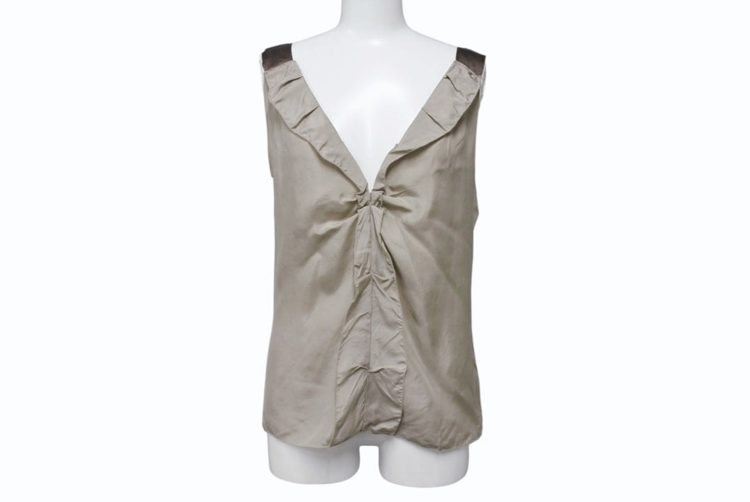 MIUMIU ミュウミュウ 06SS ノースリーブ チュニック トップス MT572 HAO シルク ベージュ ブラウン サイズ42 美品 中古 4b006768