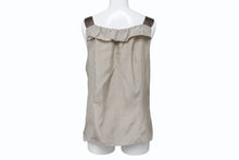 画像をギャラリービューアに読み込む, MIUMIU ミュウミュウ 06SS ノースリーブ チュニック トップス MT572 HAO シルク ベージュ ブラウン サイズ42 美品 中古 4b006768