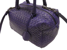 画像をギャラリービューアに読み込む, 極美品 BOTTEGA VENETA ボッテガヴェネタ イントレチャート 2WAY ミニ ボストンバッグ パープル ブルー 中古 4b006804