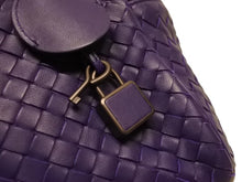 画像をギャラリービューアに読み込む, 極美品 BOTTEGA VENETA ボッテガヴェネタ イントレチャート 2WAY ミニ ボストンバッグ パープル ブルー 中古 4b006804