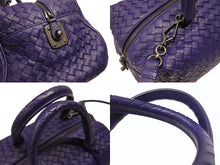 画像をギャラリービューアに読み込む, 極美品 BOTTEGA VENETA ボッテガヴェネタ イントレチャート 2WAY ミニ ボストンバッグ パープル ブルー 中古 4b006804