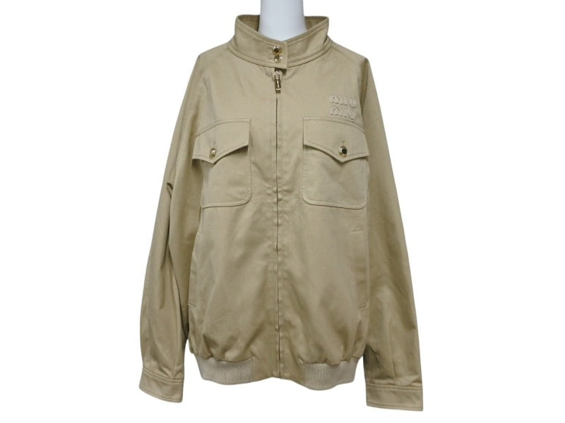 極美品 MIUMIU ミュウミュウ 23AW Cord Chino Blouson Jacket チノ ブルゾンジャケット ML943 サイズ38 ベージュ 中古 4b006892