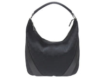 Load image into Gallery viewer, GUCCI グッチ ショルダーバッグ ホーボー ブラック シルバー金具 GGキャンバス レザー レディース 美品 中古 4b006930