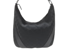 Load image into Gallery viewer, GUCCI グッチ ショルダーバッグ ホーボー ブラック シルバー金具 GGキャンバス レザー レディース 美品 中古 4b006930