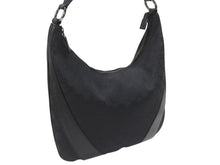 Load image into Gallery viewer, GUCCI グッチ ショルダーバッグ ホーボー ブラック シルバー金具 GGキャンバス レザー レディース 美品 中古 4b006930
