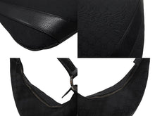 Load image into Gallery viewer, GUCCI グッチ ショルダーバッグ ホーボー ブラック シルバー金具 GGキャンバス レザー レディース 美品 中古 4b006930