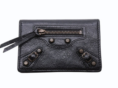 極美品 BALENCIAGA バレンシアガ クラシック ザ シティ カードケース ブラック レザー 名刺入れ コインケース 財布 ウォレット 310703 中古 4b006937