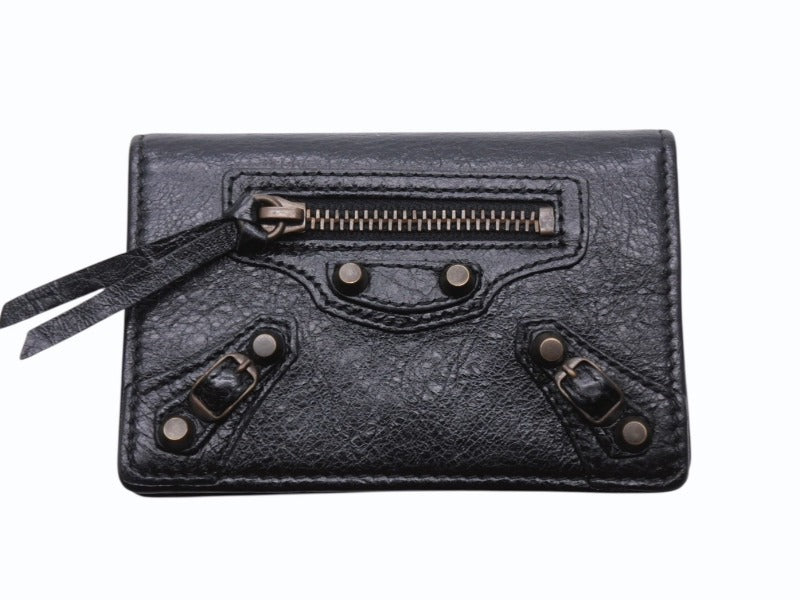 極美品 BALENCIAGA バレンシアガ クラシック ザ シティ カードケース ブラック レザー 名刺入れ コインケース 財布 ウォレット 310703 中古 4b006937