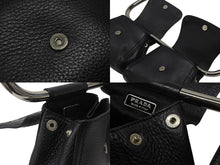 画像をギャラリービューアに読み込む, PRADA プラダ 97FW ループ ワンショルダーバッグ レザー ブラック アーカイブ トライアングルロゴ金具 シルバー金具 美品 中古 4b006940