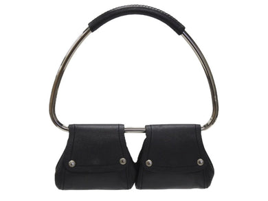 PRADA プラダ 97FW ループ ワンショルダーバッグ レザー ブラック アーカイブ トライアングルロゴ金具 シルバー金具 美品 中古 4b006940