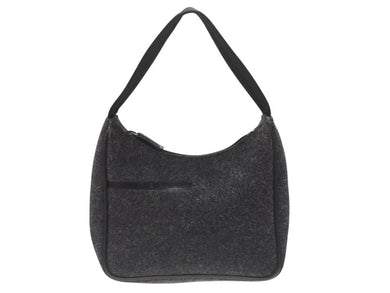 極美品 PRADA プラダ プラダスポーツ ワンショルダーバッグ ウール ナイロンキャンバス チャコール ブラック シルバー金具 中古 4b006942