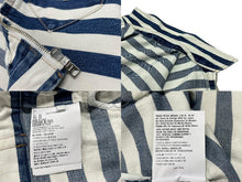 Load image into Gallery viewer, PRADA プラダ ロゴプレートボーダークロップドデニムジャケット GFB288 サイズ42 ホワイト ブルー 美品 中古 4b006947