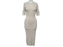 画像をギャラリービューアに読み込む, MIUMIU ミュウミュウ 23SS コットン ニットドレス MMA795 サイズ36S ベージュ リブニット ブランドロゴ 美品 中古 4b006948