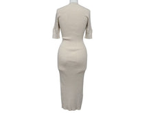 画像をギャラリービューアに読み込む, MIUMIU ミュウミュウ 23SS コットン ニットドレス MMA795 サイズ36S ベージュ リブニット ブランドロゴ 美品 中古 4b006948