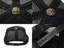 画像をギャラリービューアに読み込む, CHROME HEARTS クロムハーツ トラッカーキャップ ハリウッド限定 CHロゴ刺繍 クロスボール シルバー 925 ブラック 良品 中古 4b006957