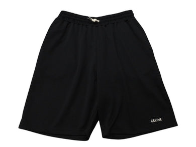 極美品 CELINE セリーヌ ショーツ ショートパンツ 2Z144121O サイズL ブラック ポリエステル ロゴプリント 中古 4b006963