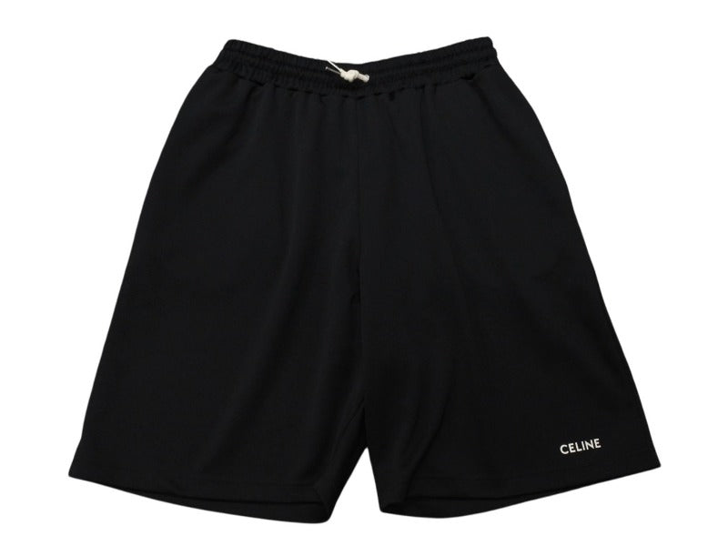 極美品 CELINE セリーヌ ショーツ ショートパンツ 2Z144121O サイズL ブラック ポリエステル ロゴプリント 中古 4b006963