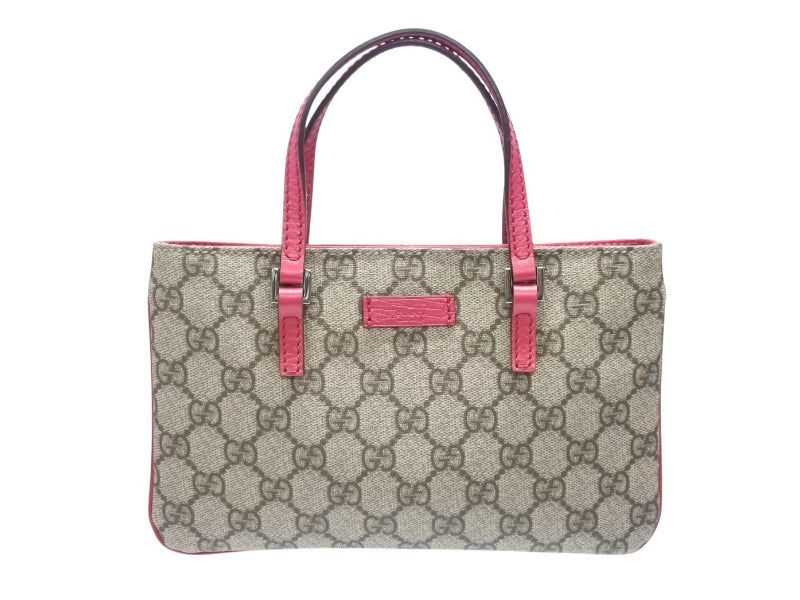 極美品 GUCCI グッチ ミニハンドバッグ GG 114559 002122 イタリア製 PVC レザー ベージュ ピンク シルバー金具 中古 4b006985
