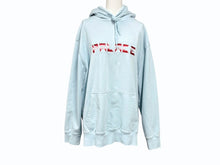 Load image into Gallery viewer, PALACE パレス パーカー フーディ 刺繍ロゴ コットン ライトブルー レッド ロゴ刺繍 背面プリント サイズL 美品 中古 4b007032