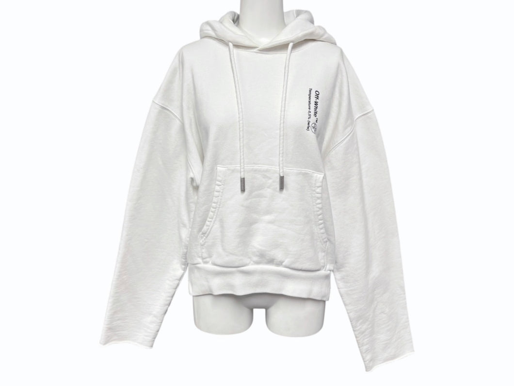 OFF WHITE オフホワイト パーカー 錠剤プリント ロゴ OMBB031S 18192081 コットン ホワイト ブラック サイズXS 良品 中古 4b007033