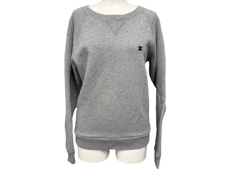CELINE セリーヌ トリオンフ スウェット ロゴ ワンポイント ガジェット 2Y090345F グレー コットン 中古 4b007036